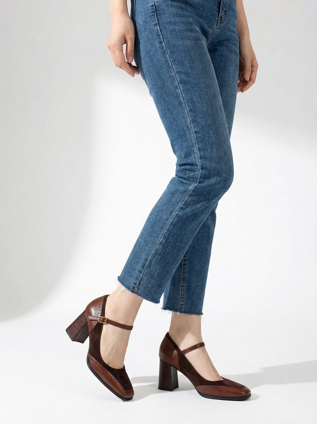 Leather Women's Pumps | Elegant Stylish Block Heels