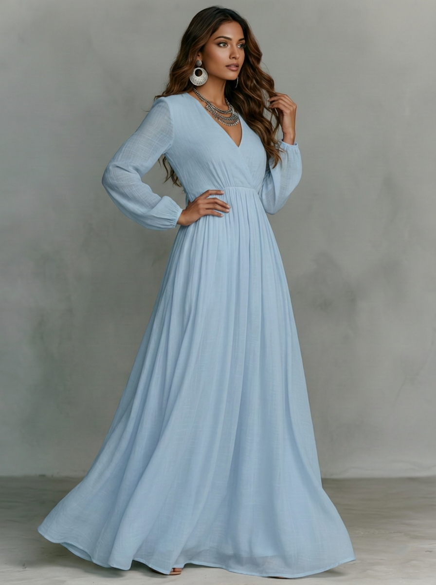 Emma | Chic Long Sleeve Black Maxi Dress for Women