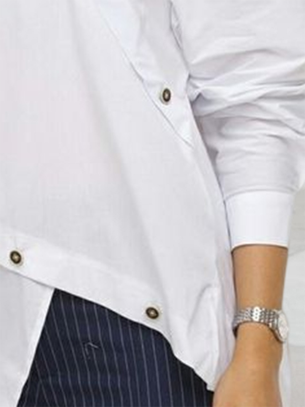 Asymmetric Buttoned Blouse | Stylish Casual Long Sleeve Top 4