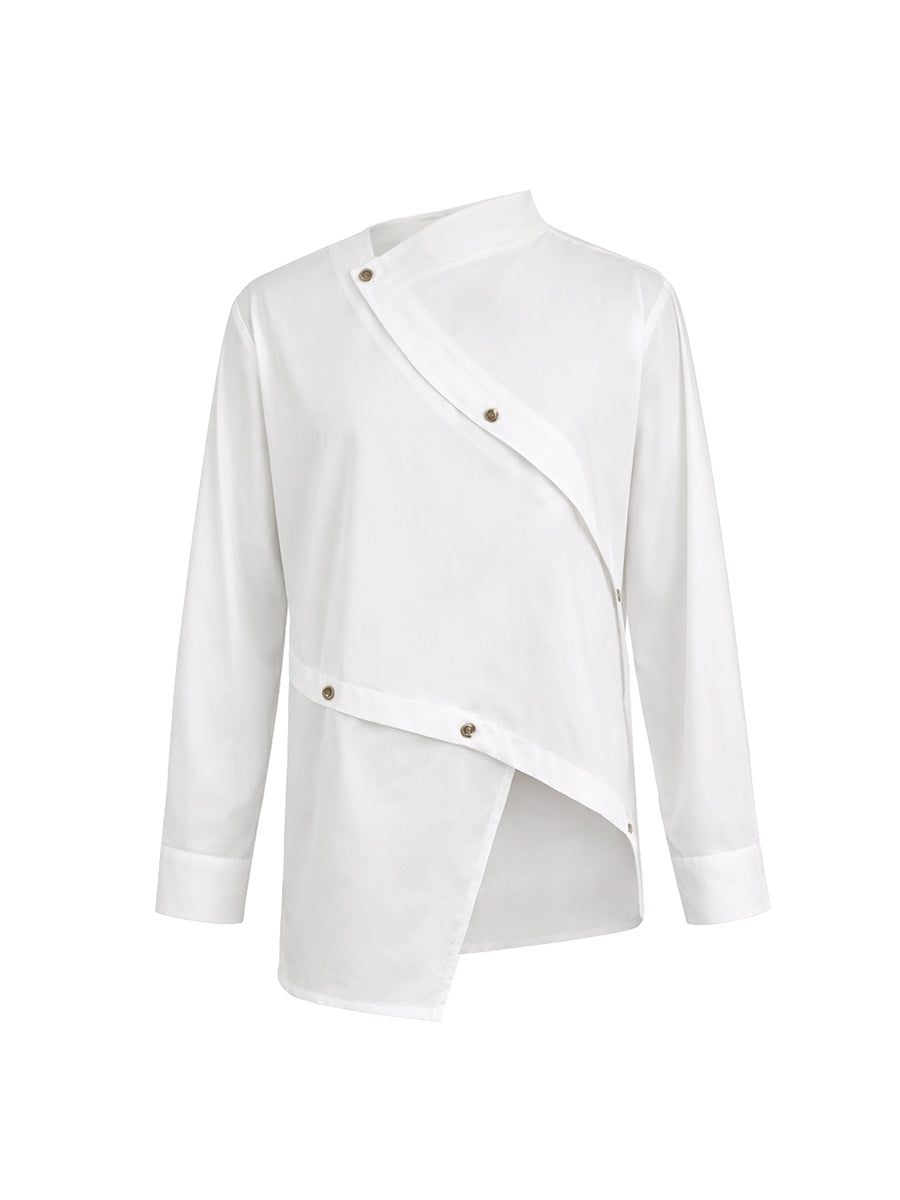 Asymmetric Buttoned Blouse | Stylish Casual Long Sleeve Top 5