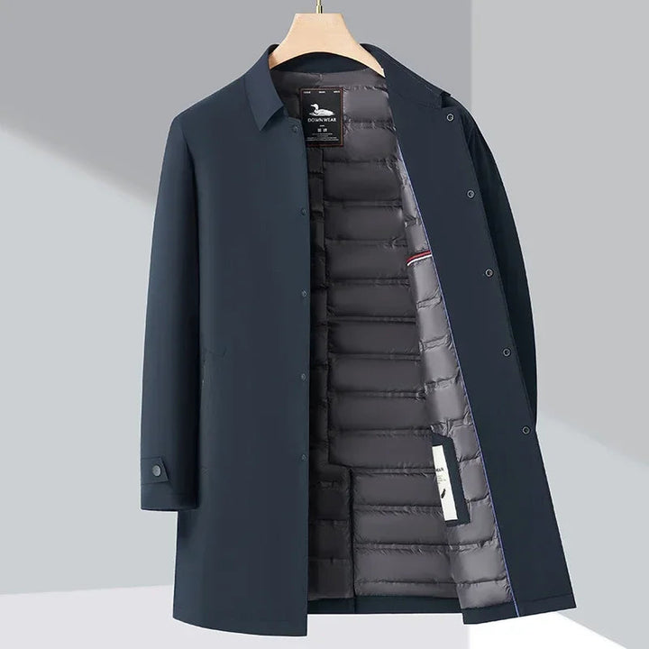 Down Trench Coat | Classic Warm Weather-Resistant Outerwear 0