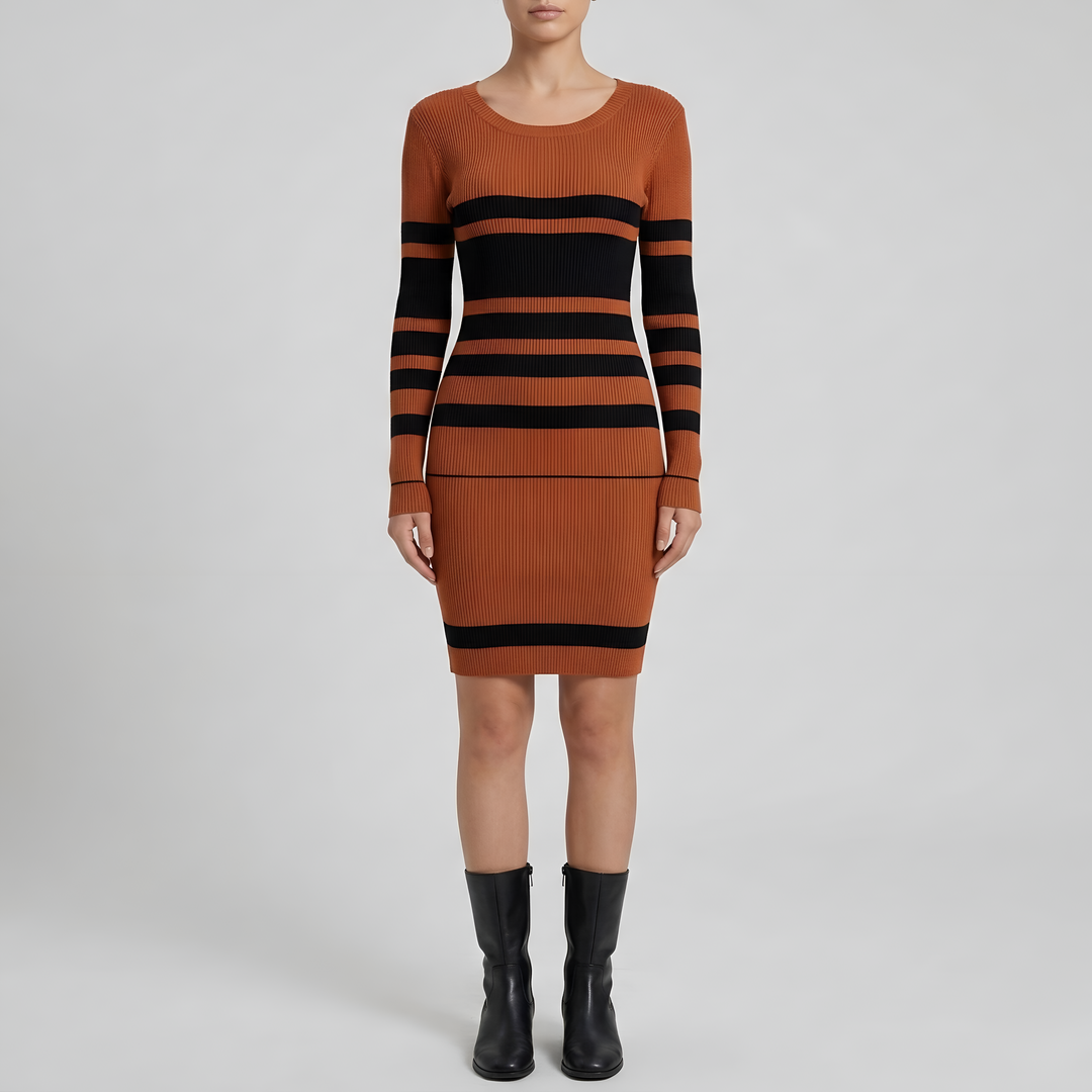 Fitted Knit Dress | Stylish Comfortable Long Sleeve Dress 0