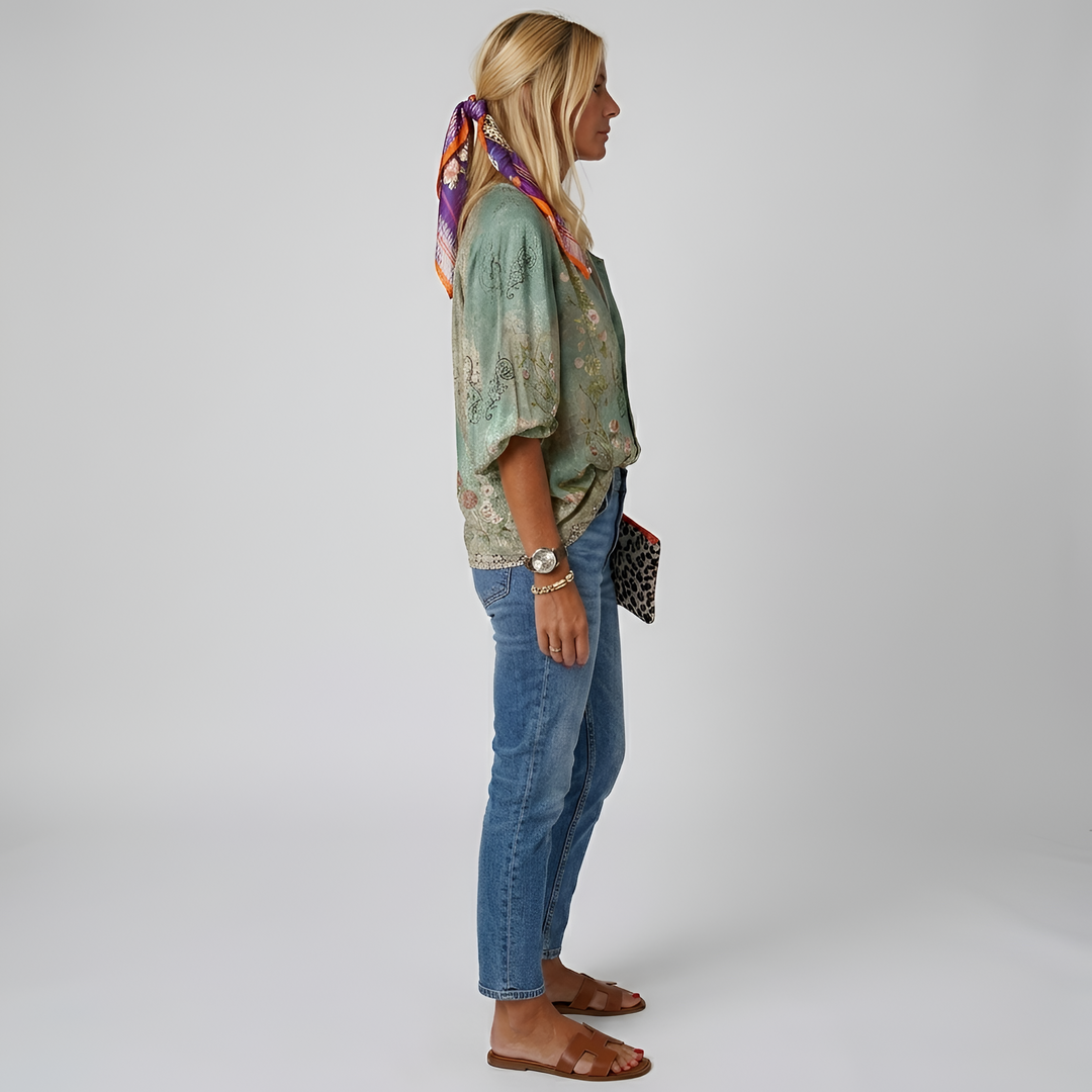 Floral Blouse | Lightweight Elegant Long Sleeve Tops for Women