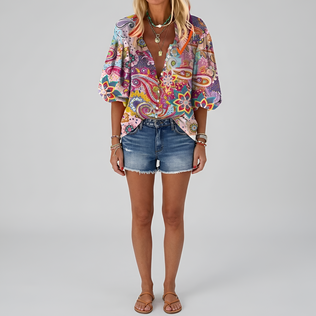 Floral Blouse | Lightweight Elegant Long Sleeve Tops for Women