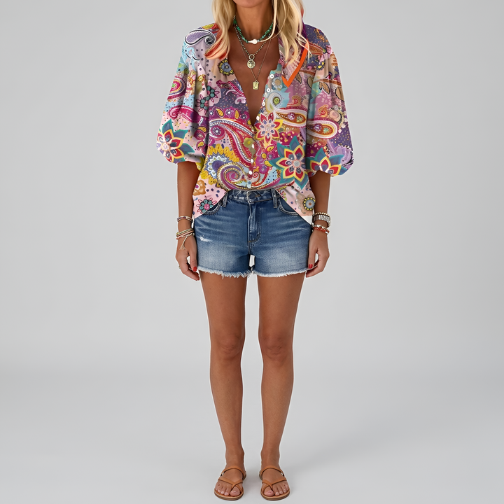 Floral Blouse | Lightweight Elegant Long Sleeve Tops for Women