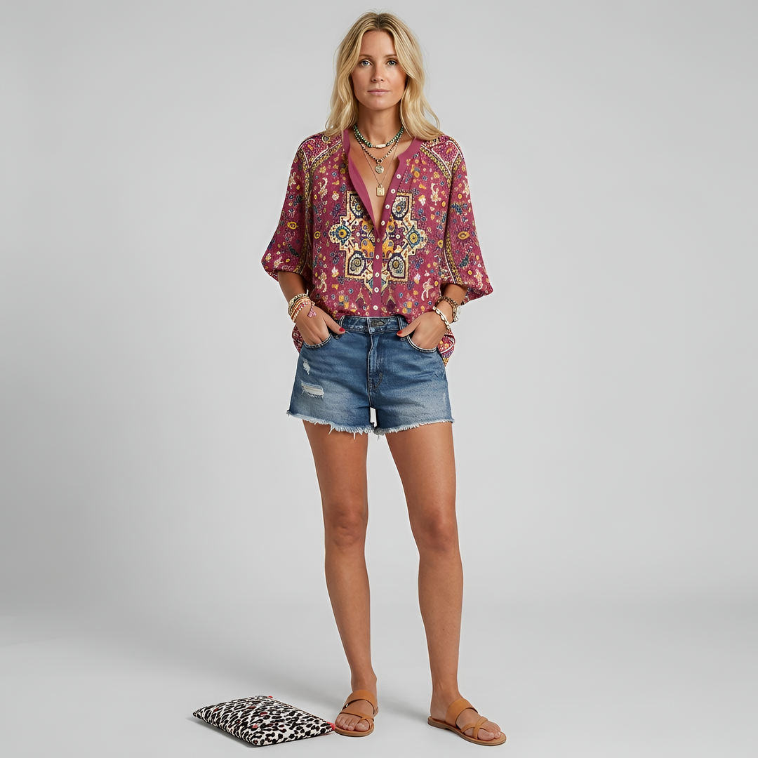 Floral Blouse | Lightweight Elegant Long Sleeve Tops for Women