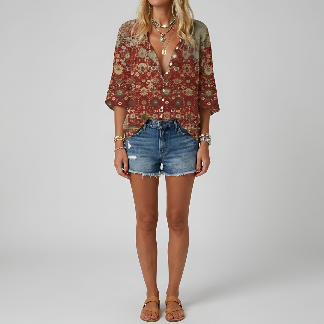 Floral Blouse | Lightweight Elegant Long Sleeve Tops for Women