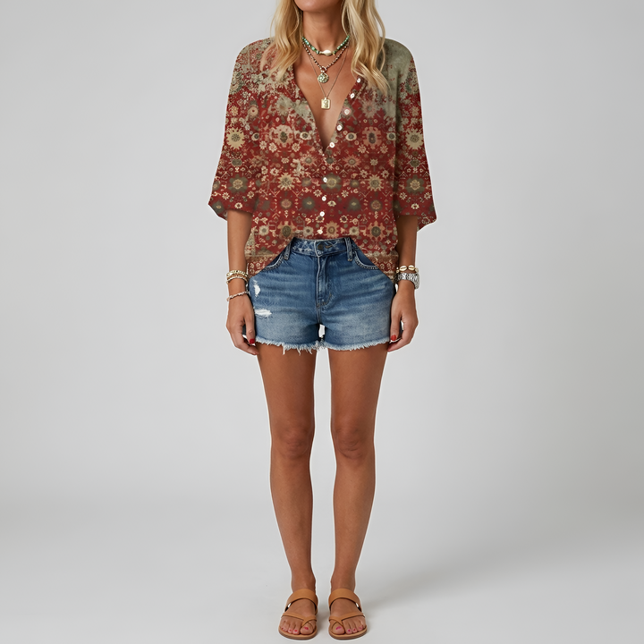 Floral Blouse | Lightweight Elegant Long Sleeve Tops for Women