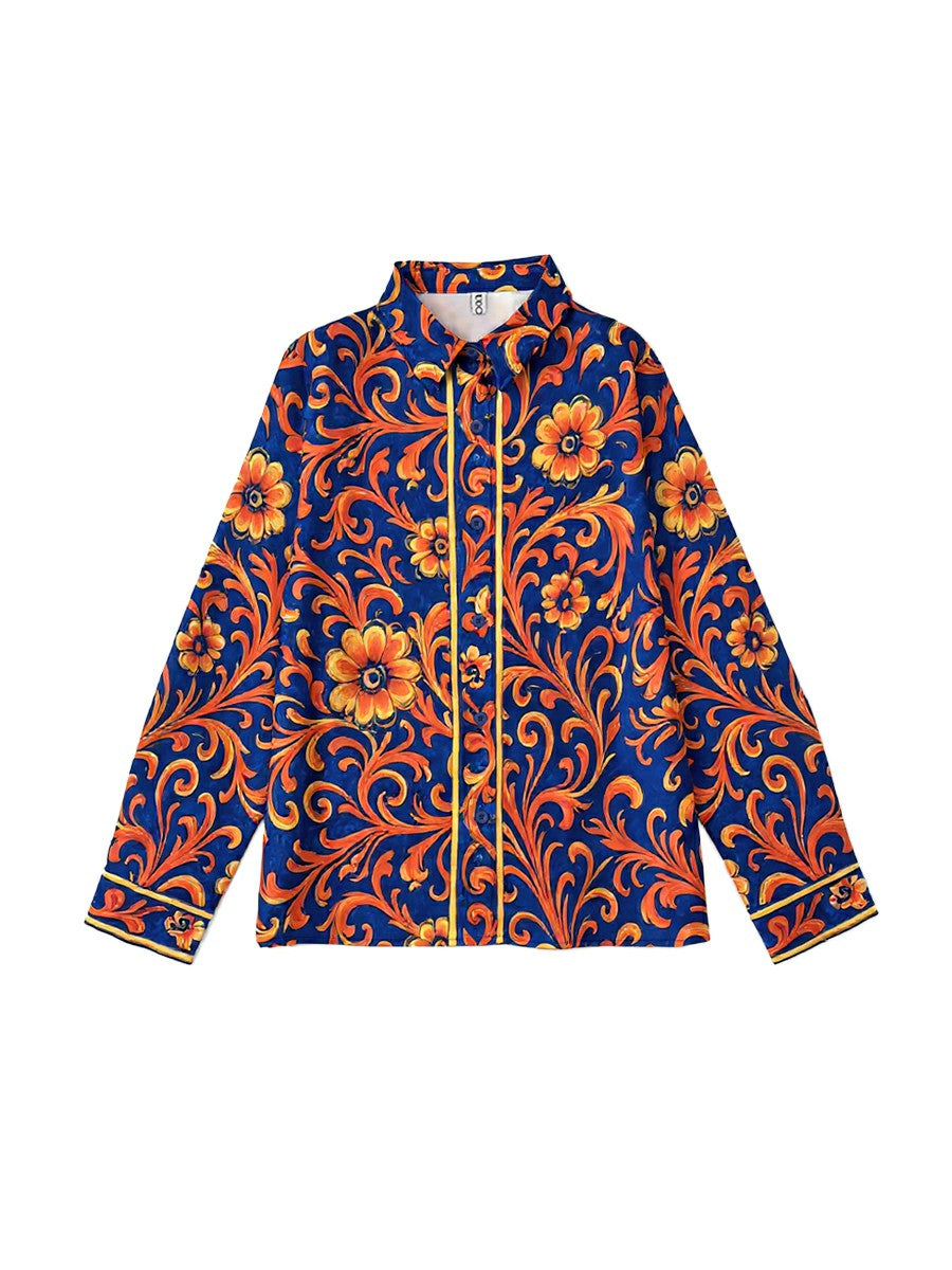 Flower Print Blouse | Stylish Long Sleeve Lapel Shirt 4