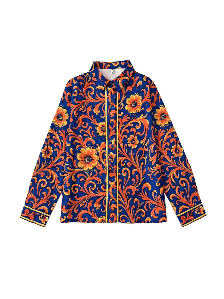 Flower Print Blouse | Stylish Long Sleeve Lapel Shirt 4