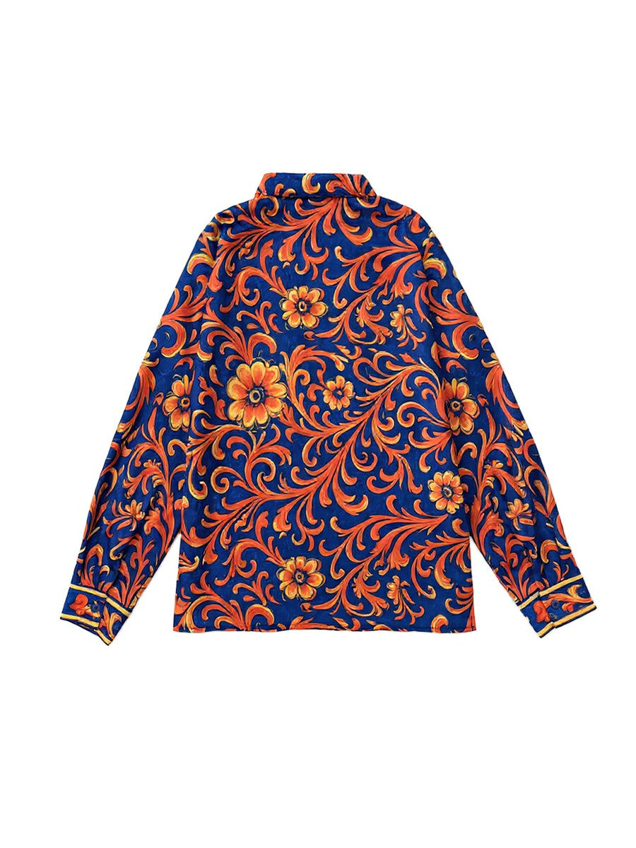 Flower Print Blouse | Stylish Long Sleeve Lapel Shirt 5