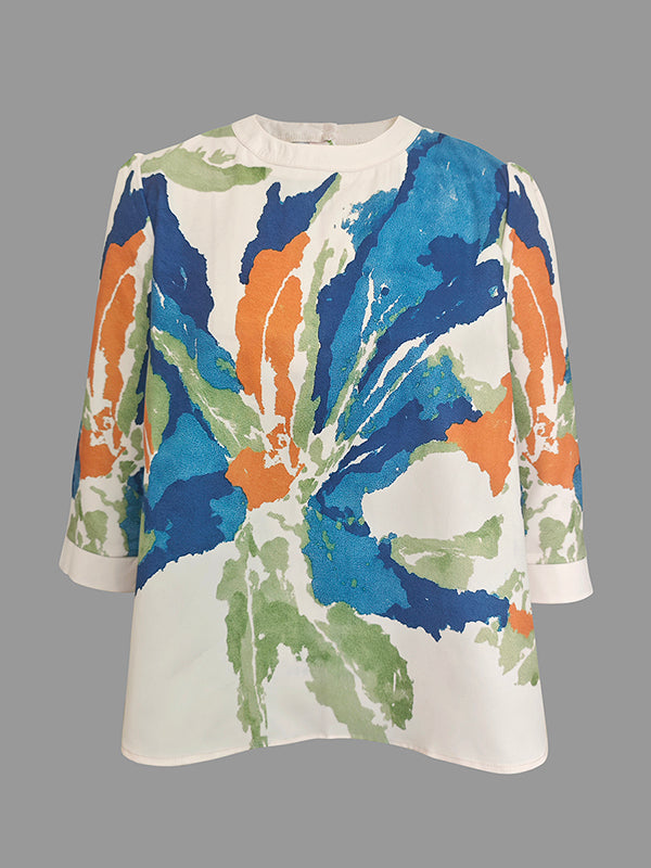 Flower Print T-Shirt | Stylish Loose Half Sleeves Top 3