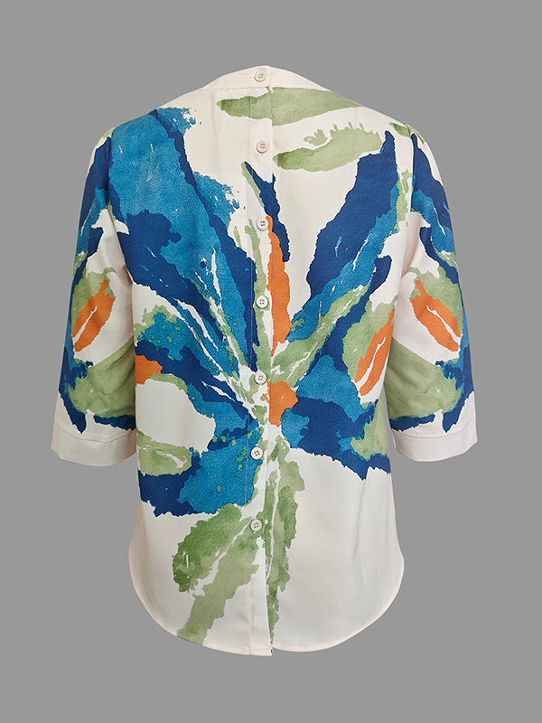 Flower Print T-Shirt | Stylish Loose Half Sleeves Top 4