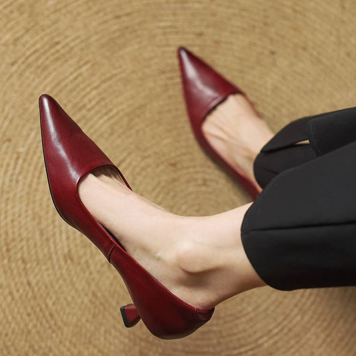 Genuine Leather Heels | Elegant Comfortable Women's Nude Heels 0