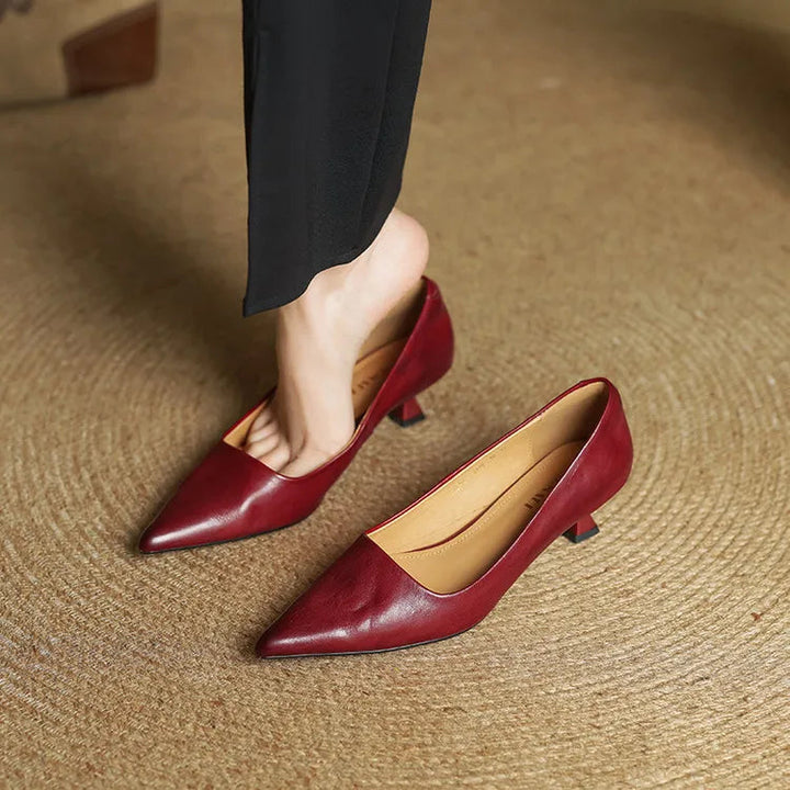 Genuine Leather Heels | Elegant Comfortable Women's Nude Heels 1