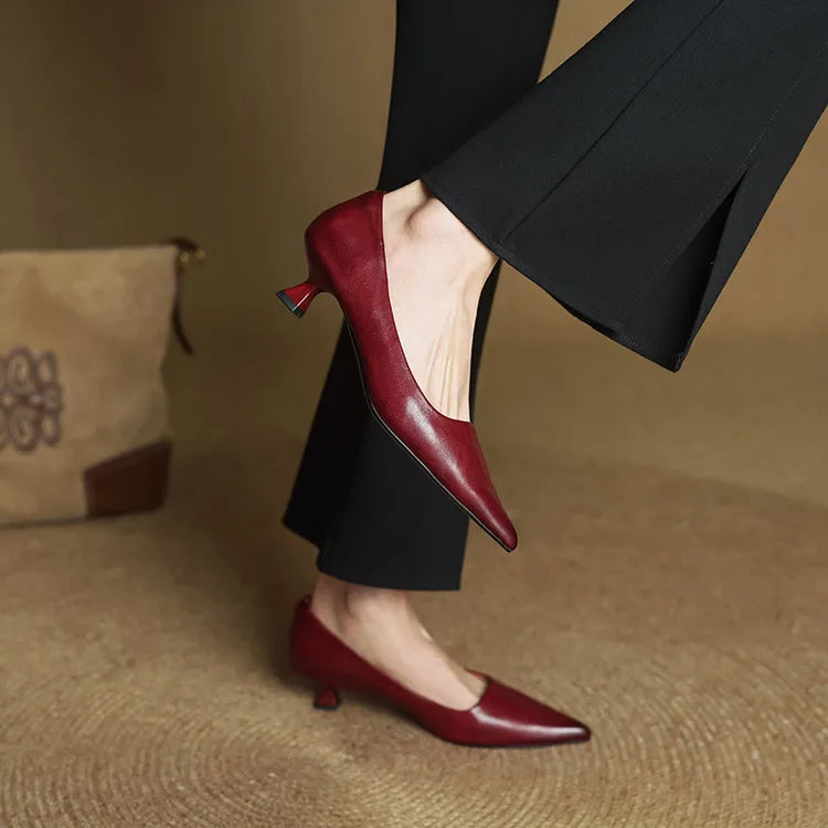 Genuine Leather Heels | Elegant Comfortable Women's Nude Heels 4