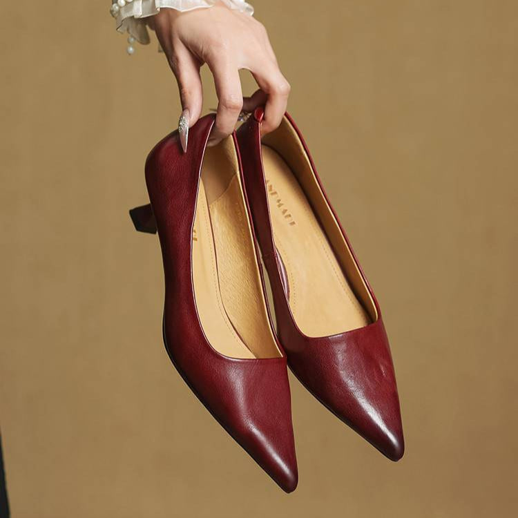 Genuine Leather Heels | Elegant Comfortable Women's Nude Heels 5
