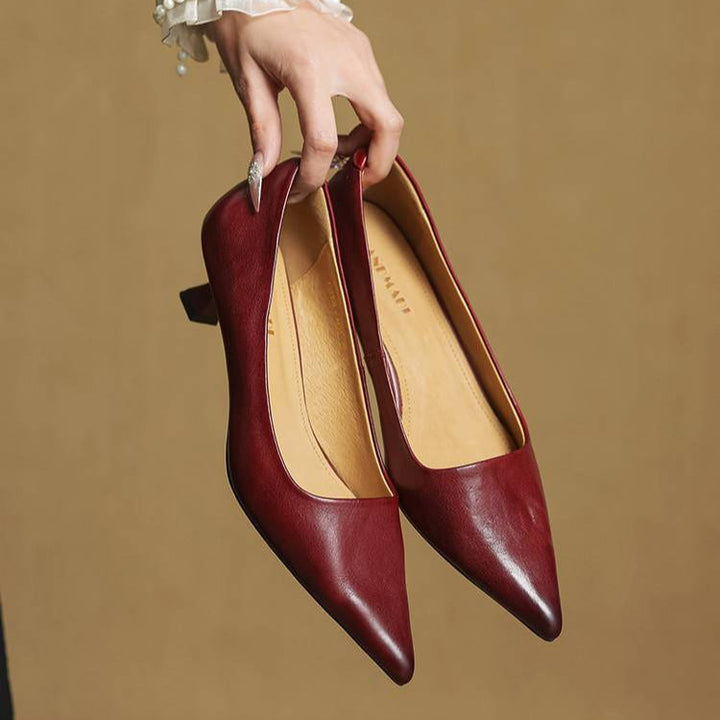 Genuine Leather Heels | Elegant Comfortable Women's Nude Heels 5