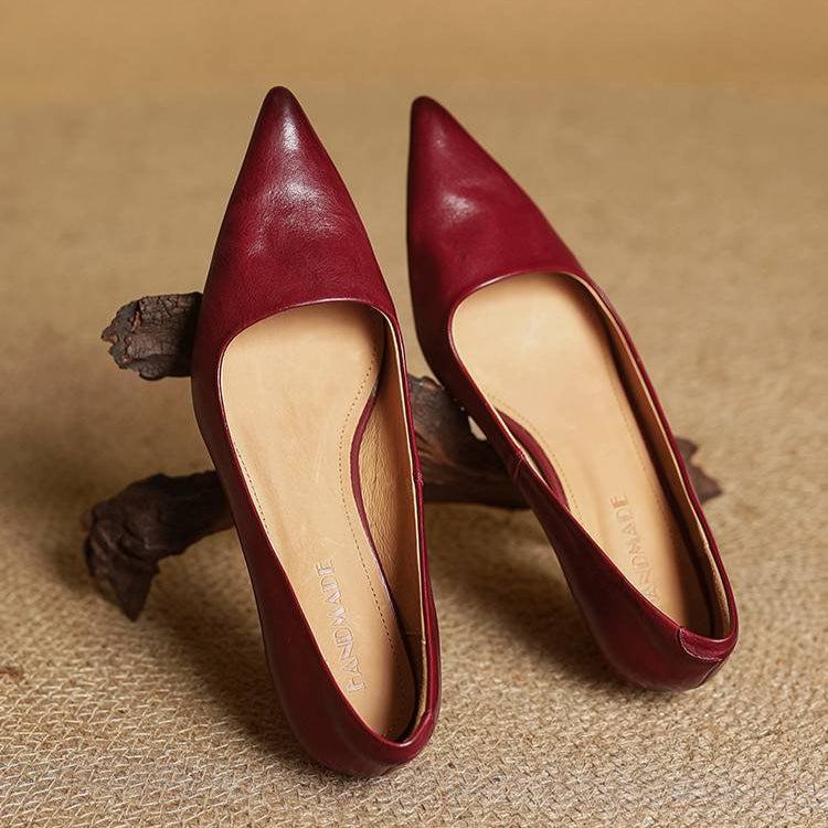Genuine Leather Heels | Elegant Comfortable Women's Nude Heels 6