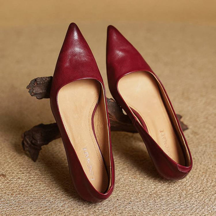 Genuine Leather Heels | Elegant Comfortable Women's Nude Heels 6