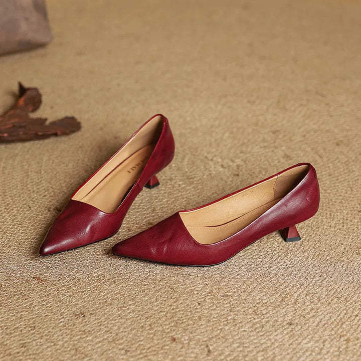 Genuine Leather Heels | Elegant Comfortable Women's Nude Heels 7