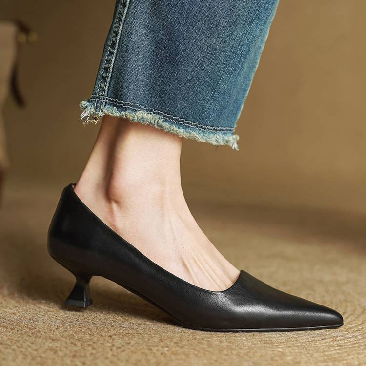 Genuine Leather Heels | Elegant Comfortable Women's Nude Heels 9
