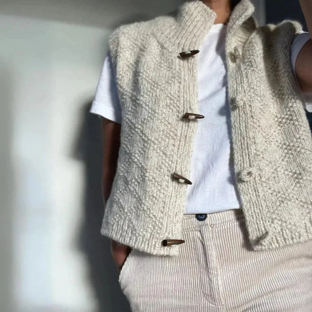 Hand-Knit Women's Vest | Cozy Textured Stylish Layering Piece 0