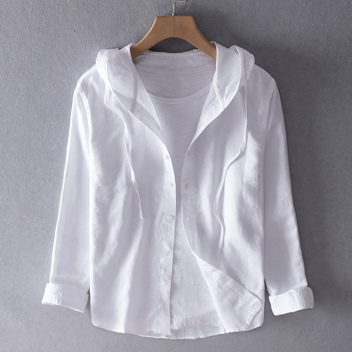 Hooded Long Sleeve Shirt | Light Comfortable Linen Shirt for Spring Summer 1
