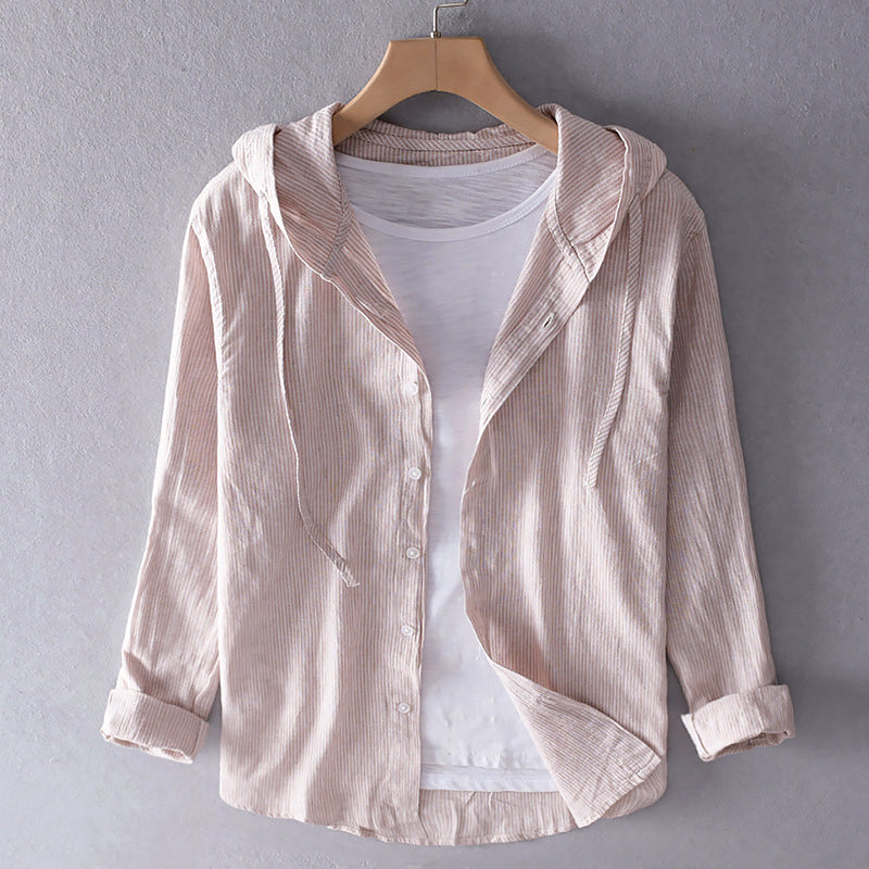Hooded Long Sleeve Shirt | Light Comfortable Linen Shirt for Spring Summer 2