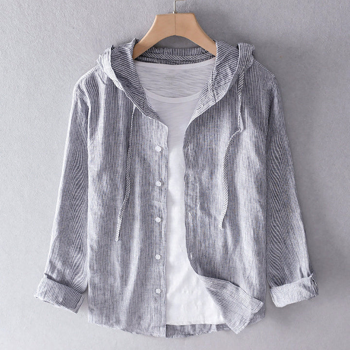 Hooded Long Sleeve Shirt | Light Comfortable Linen Shirt for Spring Summer 3