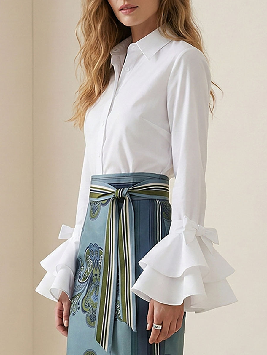 Lapel Blouse | Elegant Flared Sleeve Stylish Top 5