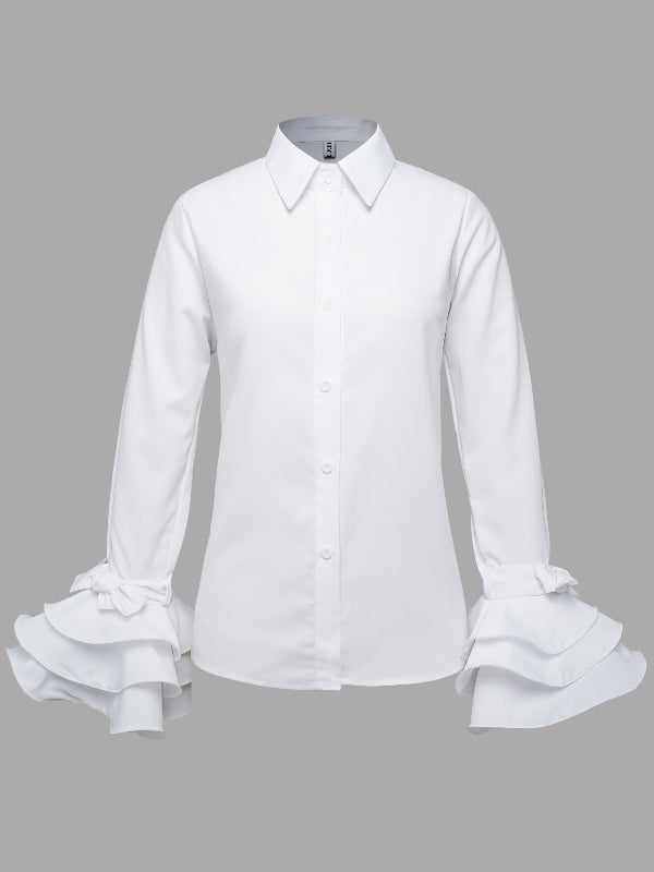 Lapel Blouse | Elegant Flared Sleeve Stylish Top 6