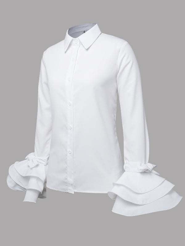 Lapel Blouse | Elegant Flared Sleeve Stylish Top 7