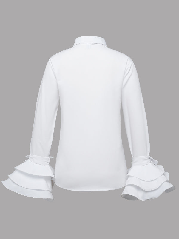 Lapel Blouse | Elegant Flared Sleeve Stylish Top 8