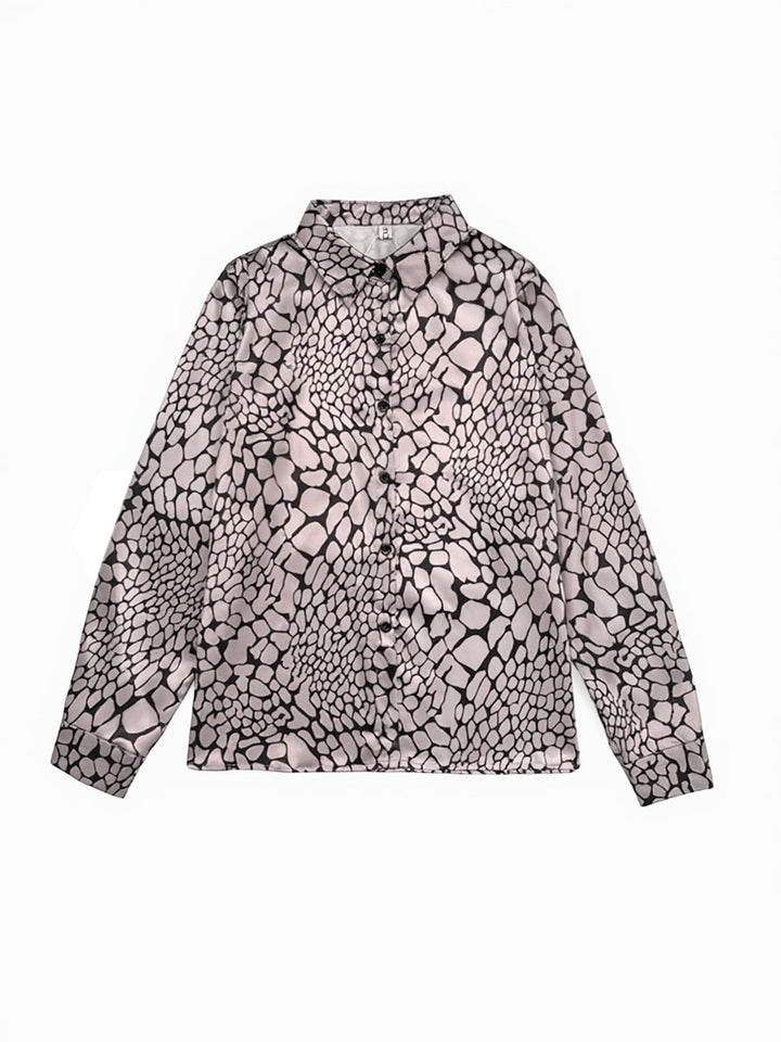 Lapel Blouse | Stylish Loose Snakeskin Print Top 3