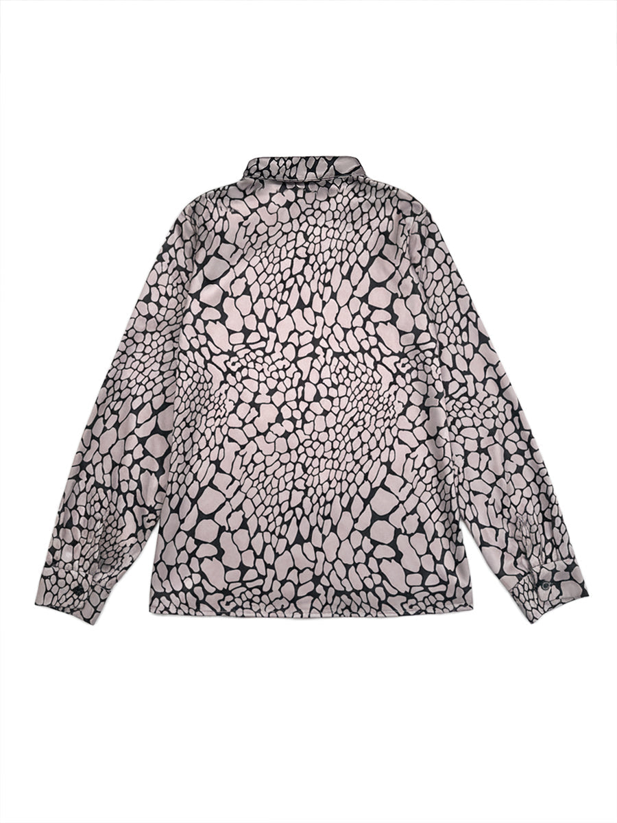 Lapel Blouse | Stylish Loose Snakeskin Print Top 4