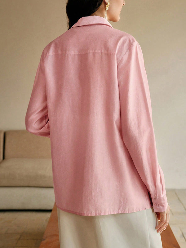 Lapel Blouses | Elegant Applique Long Sleeve Tops 2