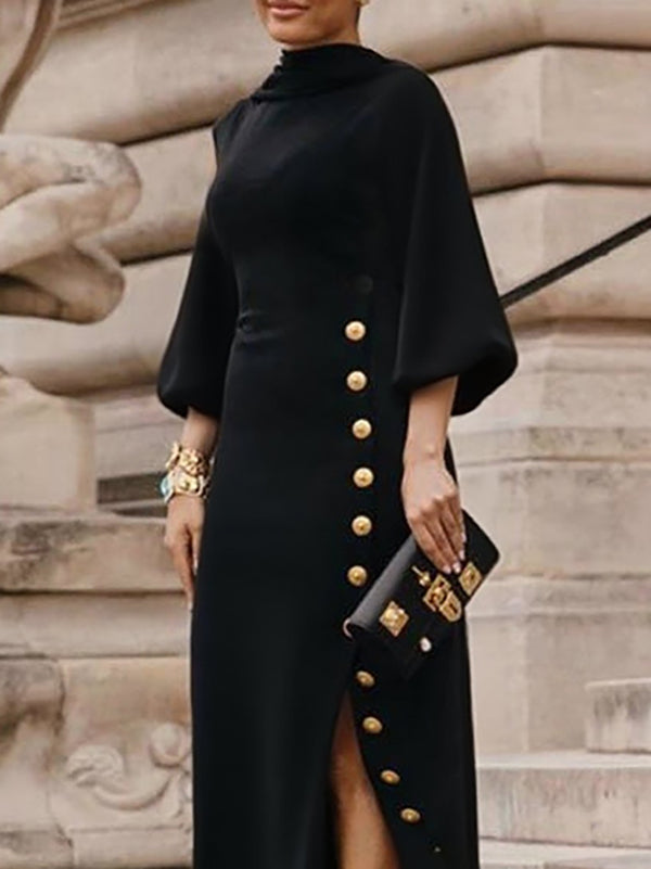 Maxi Dress | Elegant Loose Puff Sleeves Evening Dress 1