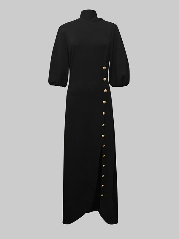Maxi Dress | Elegant Loose Puff Sleeves Evening Dress 2