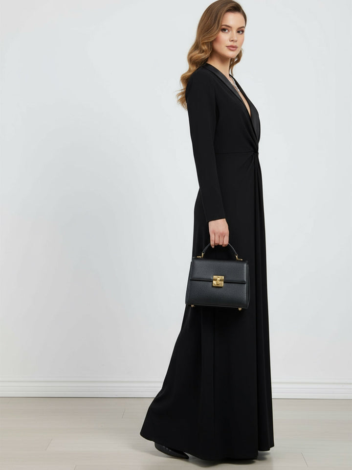 Maxi Dress | Elegant Versatile Long Sleeve Deep V-Neck Dress 3