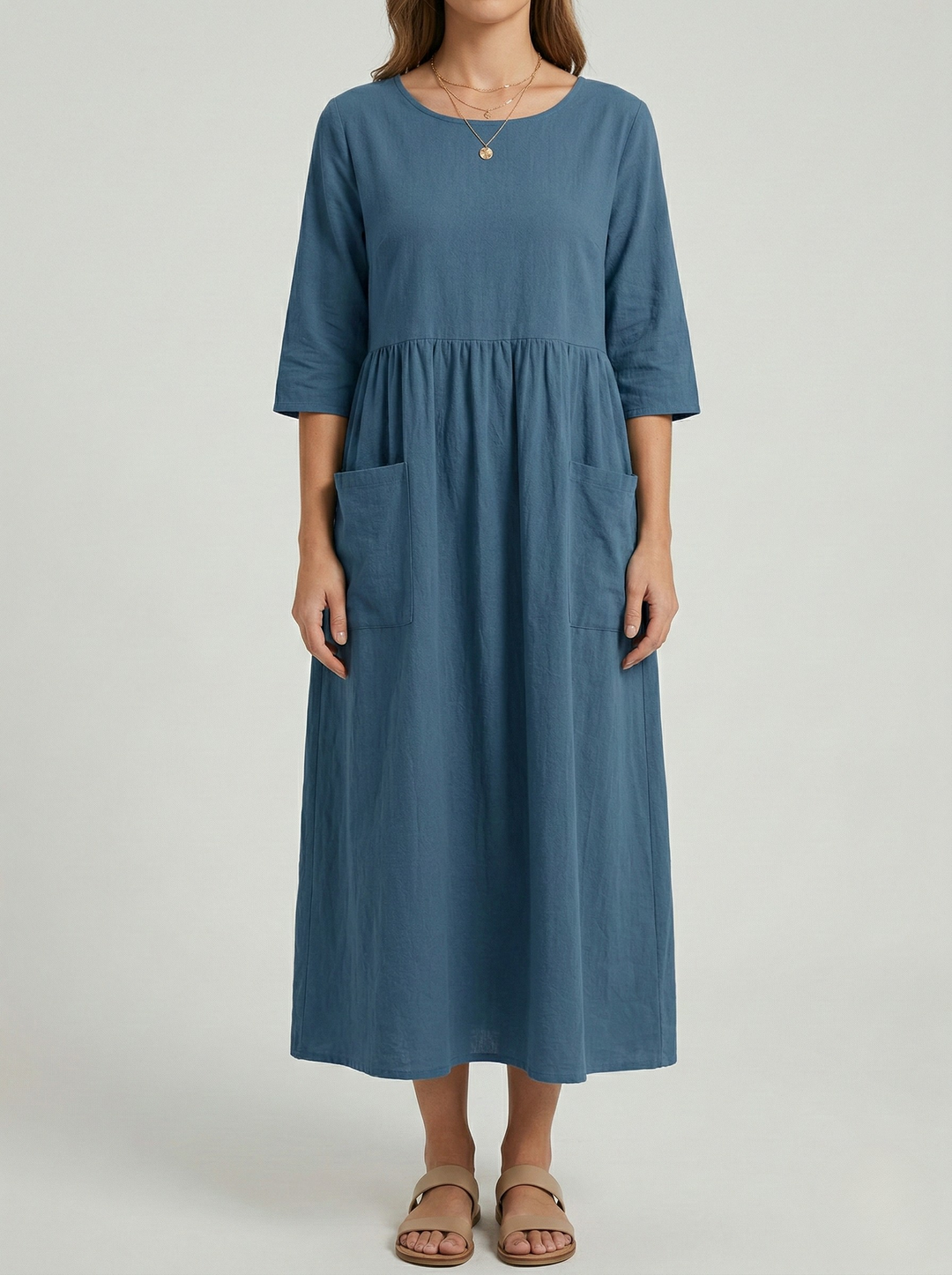Midi Cotton Dress | Lightweight Elegant Summer Dress 4