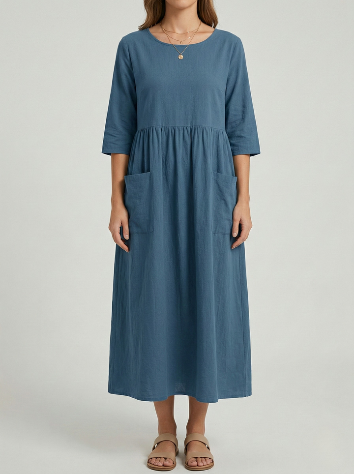 Midi Cotton Dress | Lightweight Elegant Summer Dress 4