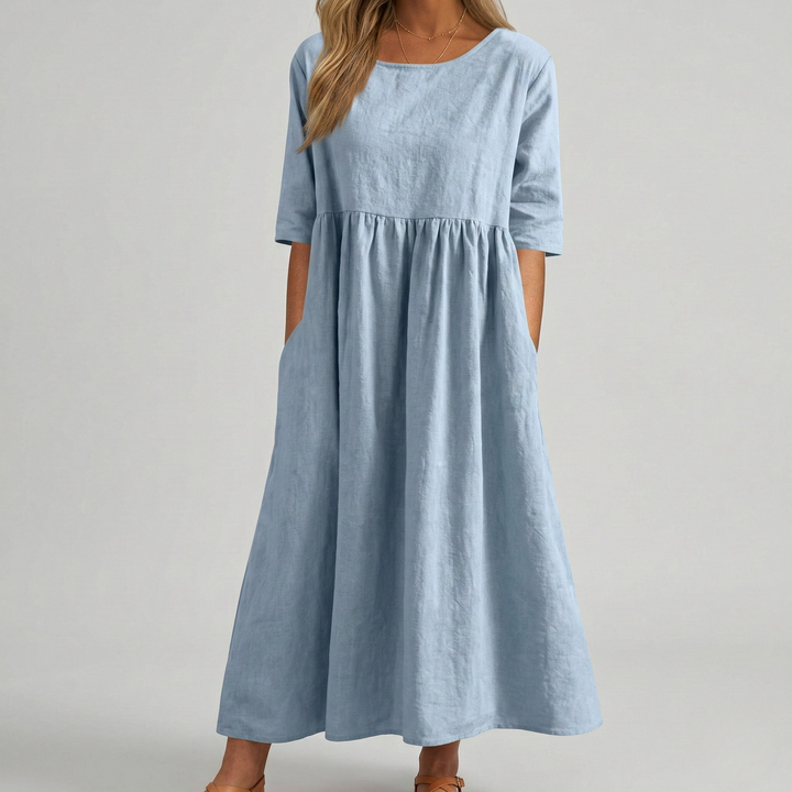 Midi Cotton Dress | Lightweight Elegant Summer Dress 5