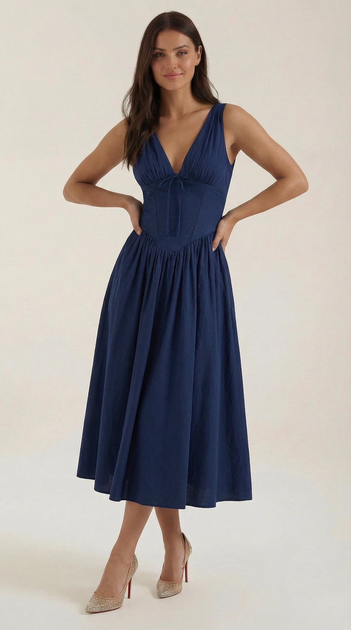 Midi Dress | Elegant Comfortable Flared Wedding Guest Dress 0