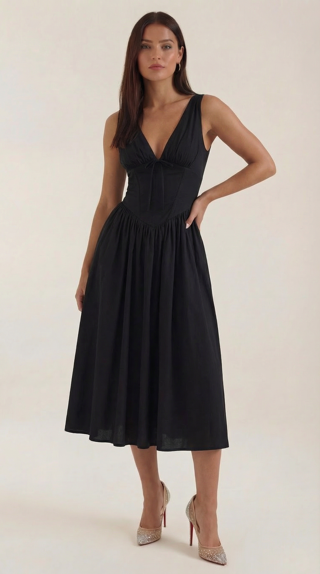 Midi Dress | Elegant Comfortable Flared Wedding Guest Dress 3