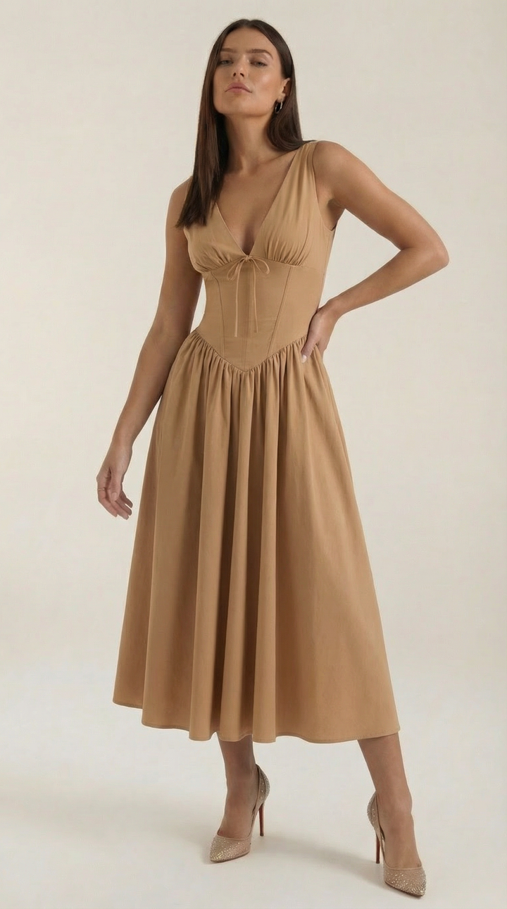 Midi Dress | Elegant Comfortable Flared Wedding Guest Dress 6