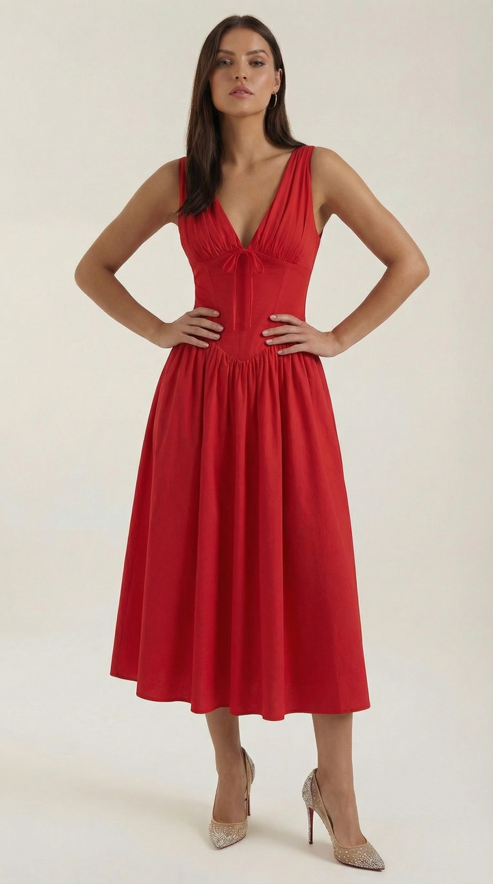 Midi Dress | Elegant Comfortable Flared Wedding Guest Dress 7
