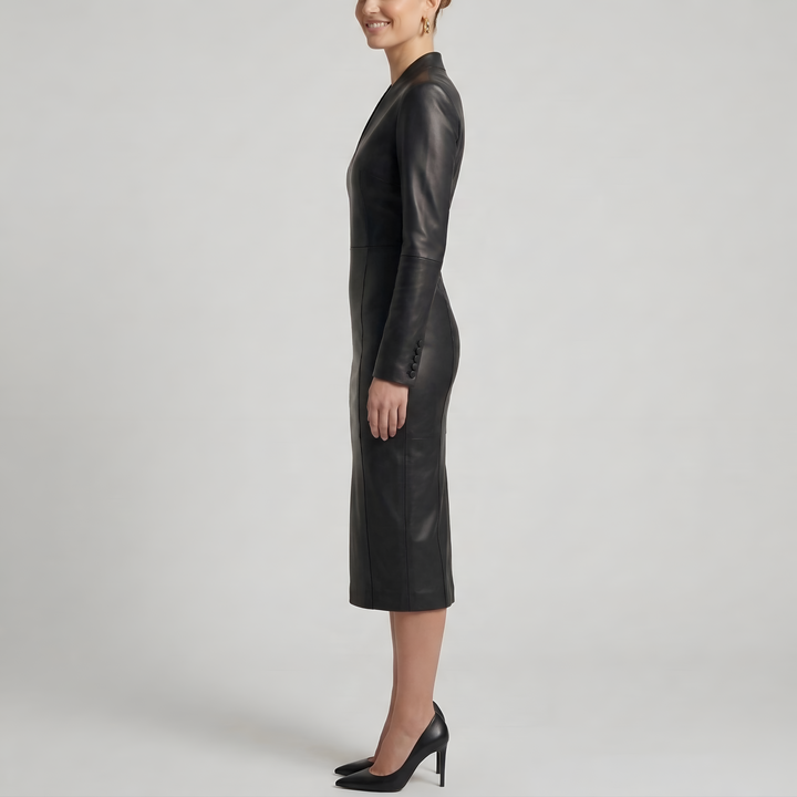 Midi Dress | Elegant Fitted Long Sleeve Wedding Guest Dress 2