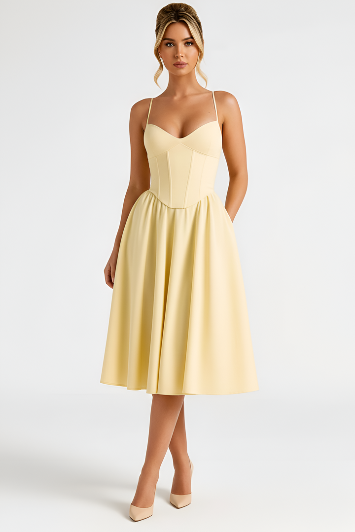 Midi Dress | Elegant Structured Comfortable Women's Dress 0
