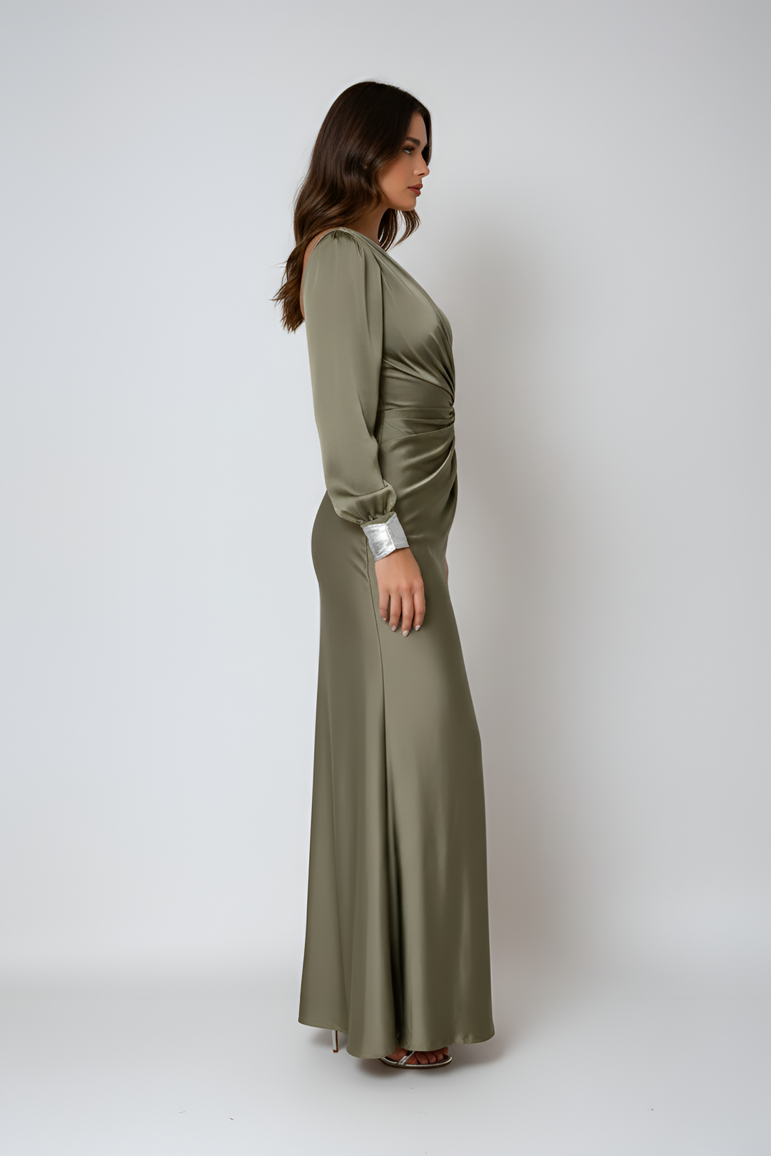 One-Shoulder Satin Dress | Elegant Fluid Evening Gown for Formal Events 2